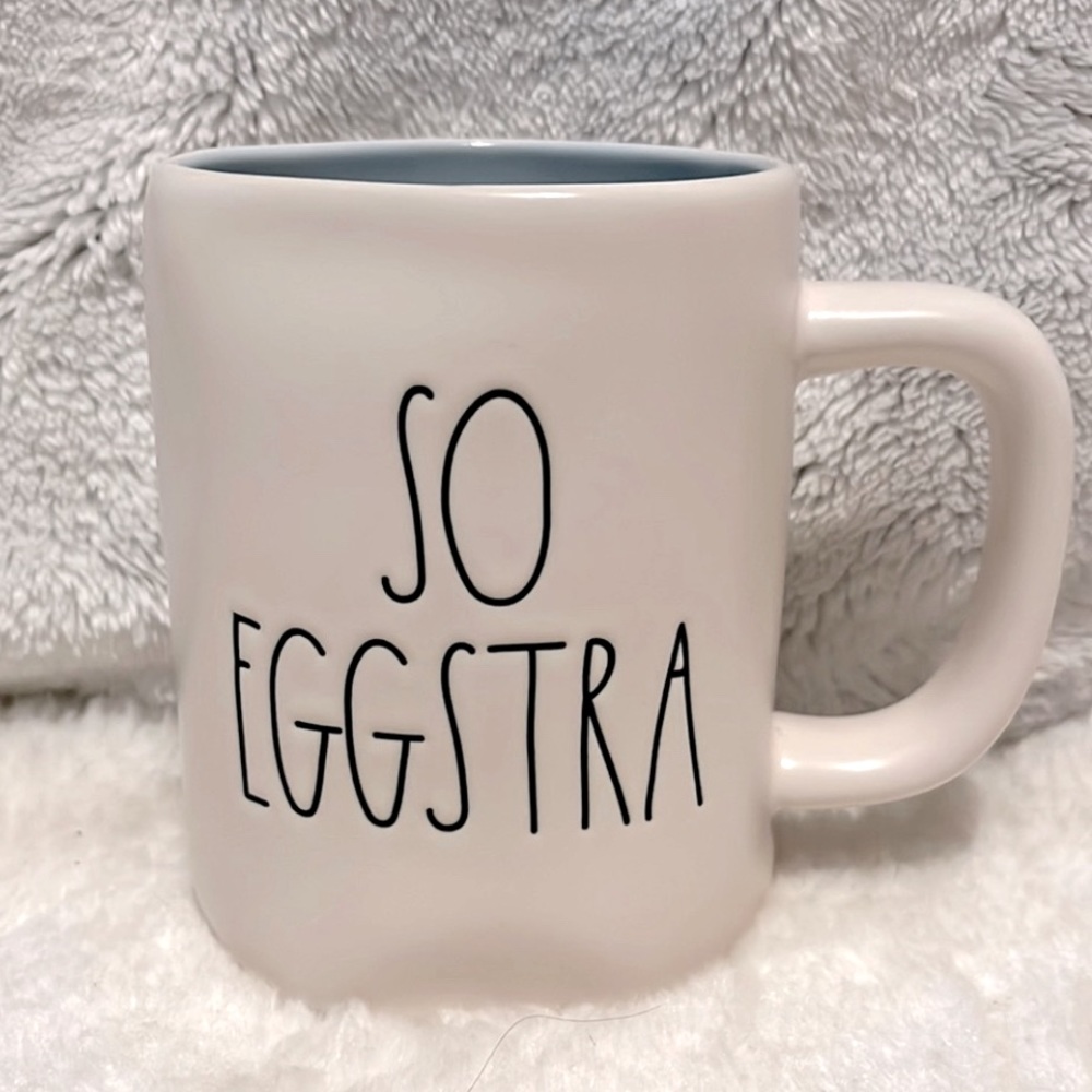 Rae Dunn SO EGGSTRA White & Blue Mug